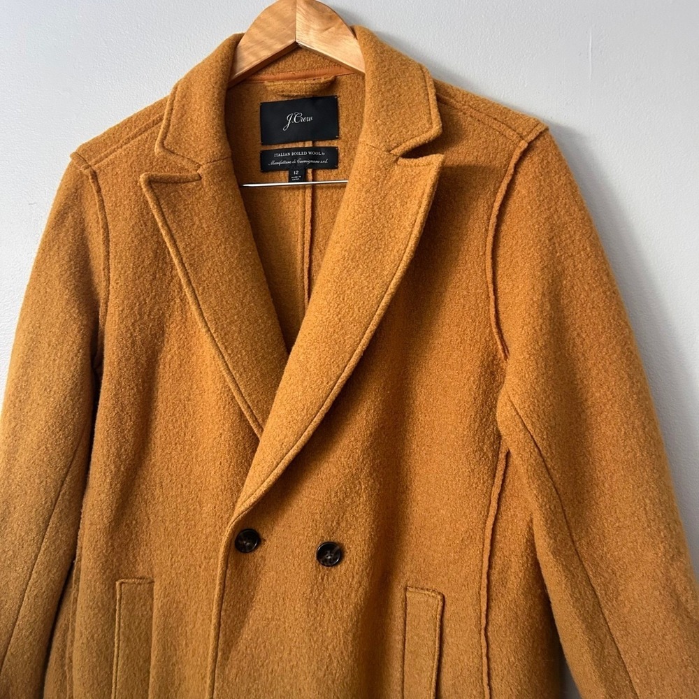 J Crew Jacket Womens 12 Mustard Yellow Daphne Topcoat Italian Boiled Wool Coat‎
